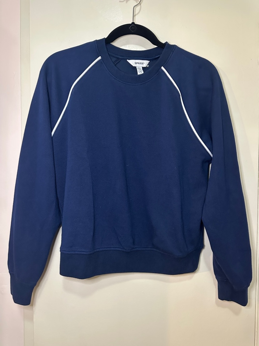 SPANX AirEssentials Pique - Navy Crewneck with White Piping. Women’s Medium.